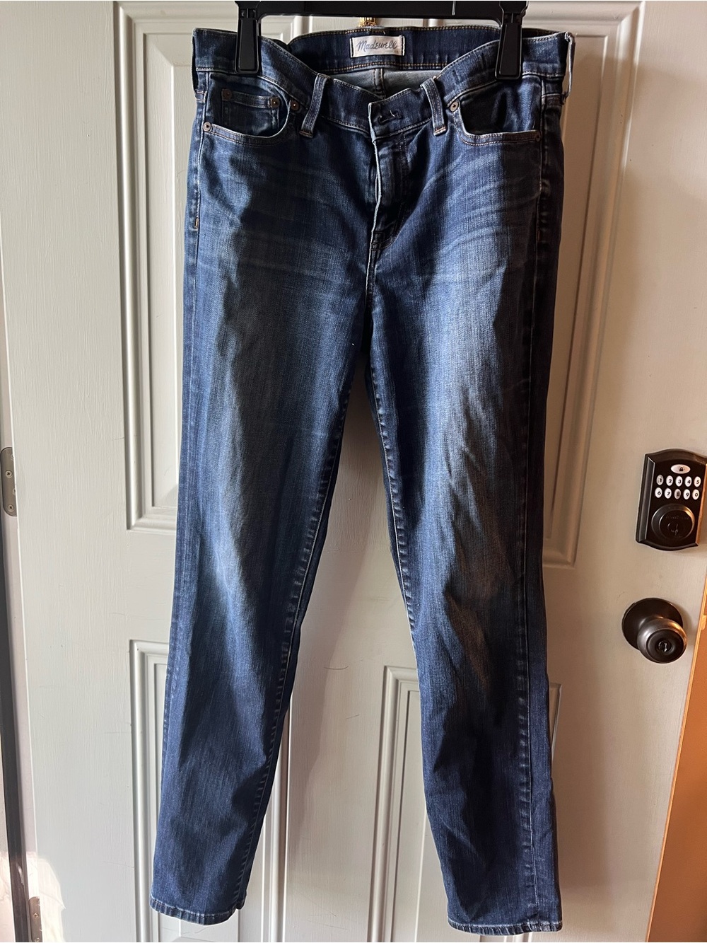 Madewell Indigo Blue Denim Jeans with Gold Stitching